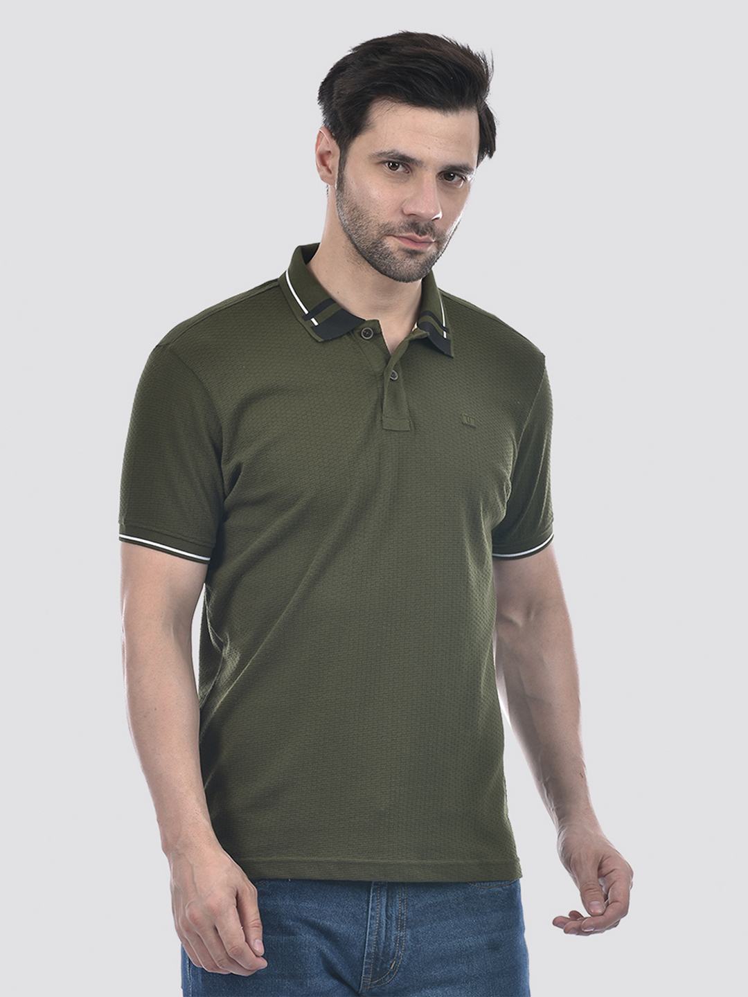 Numero Uno Men Striped Olive T-Shirt